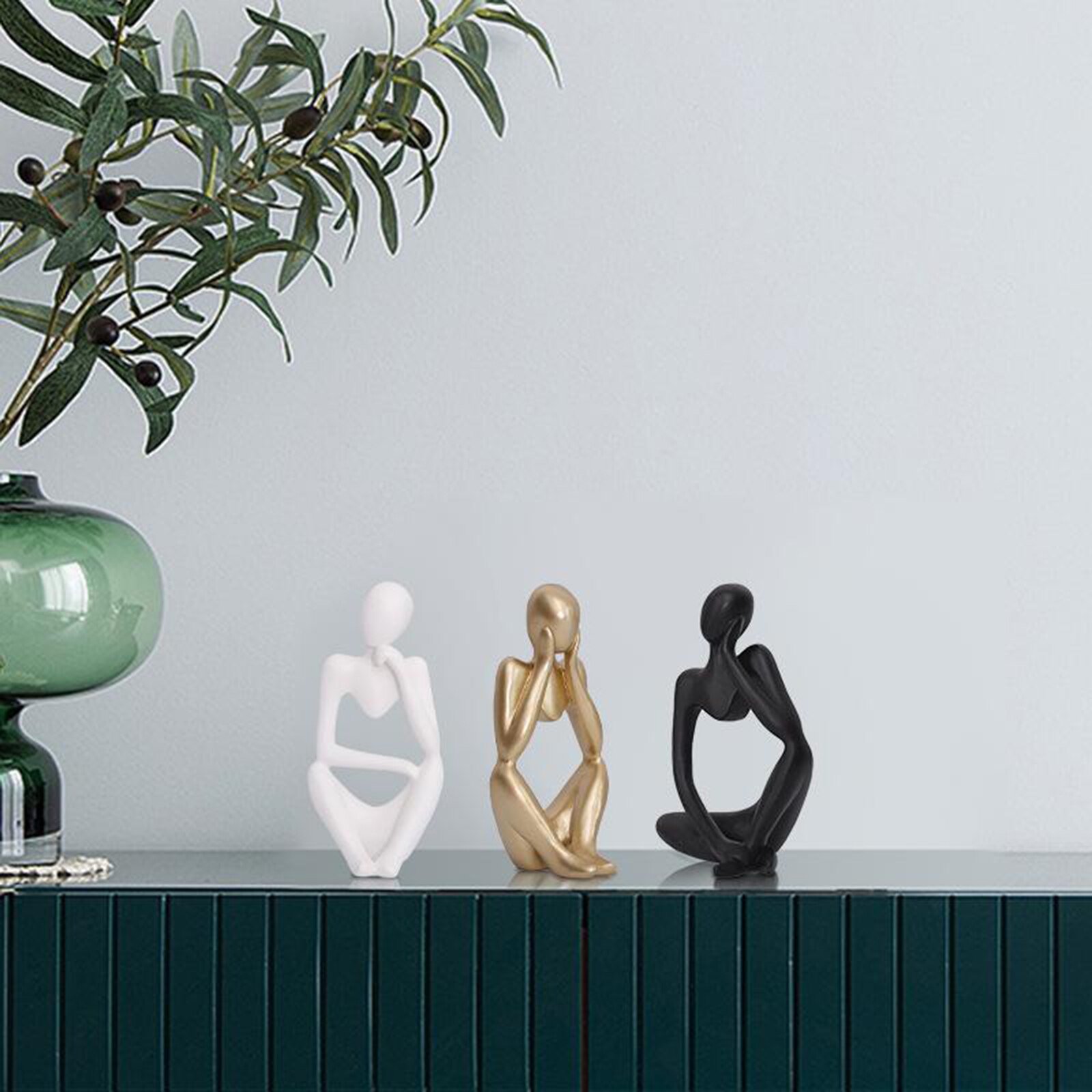 Tænker statue abstrakt figur skulptur små ornamenter harpiks statue hjemmehåndværk boligindretning moderne figurer til interiør