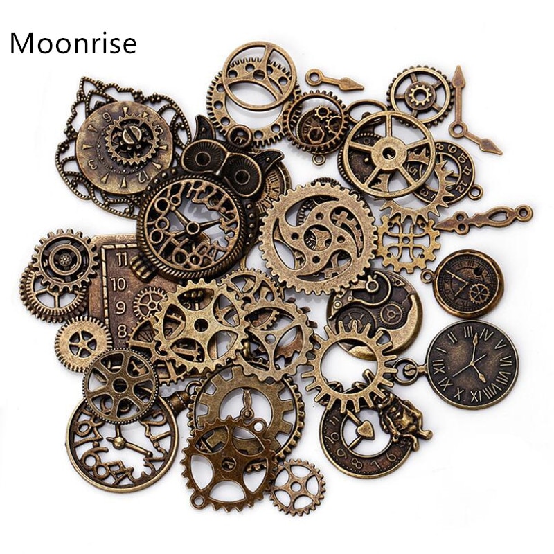 100 Gram Antiqued Bronze Copper Metal Steampunk Gears Charms Pendant Clock Watch Wheel Gear For Crafing DIY Kits