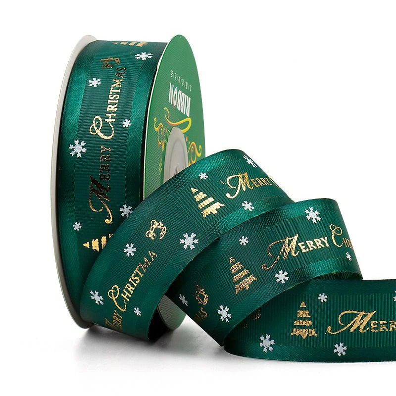 5M Weihnachtsdekoration Weihnachtsband Weihnachtsbaum Ornament für Wohnkultur Neujahr handgemachte DIY Geschenkverpackung Kasten Zubehör: Gold