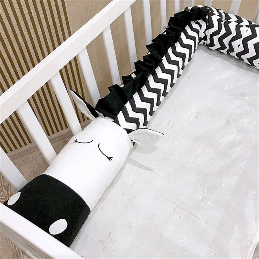 200cm zebra bomuld baby legegrinder pude åndbar antikollision børneværelse dekoration krybbe kofanger hegn baby legetøj  -30