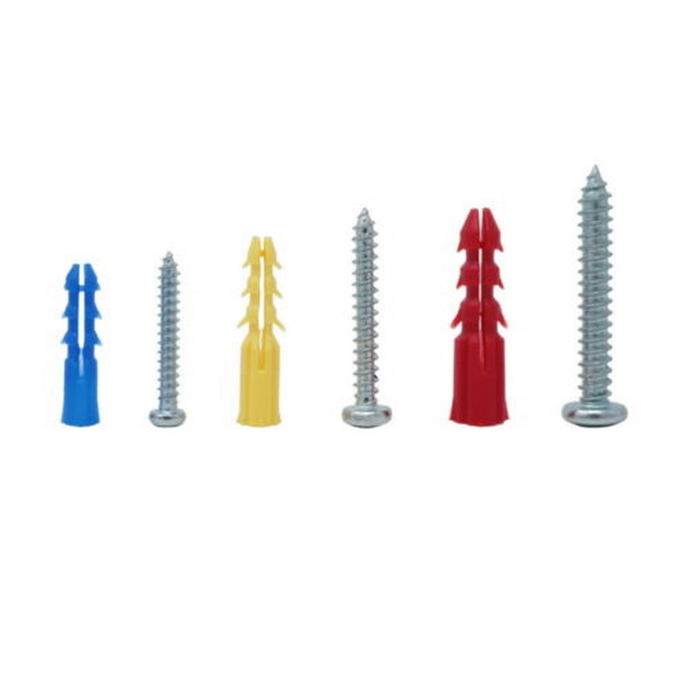 Plastic Self Drilling Drywall Ribbed Anchors with Screws Assortment Kit,100 Pcs