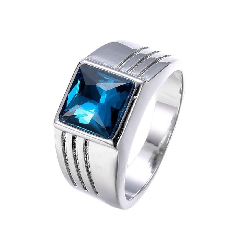 Wedding ring klassieke blauwe zirkoon rvs heren ring party accessoires anniversary sieraden: 8