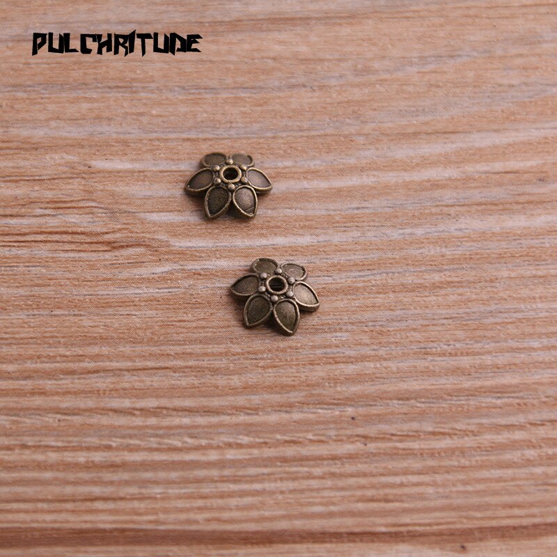 100pcs 3*9*10mm Two Color Retro Bead Caps Charm Hollow Flower Pendants Jewelry Accessories DIY Receptacle Charms