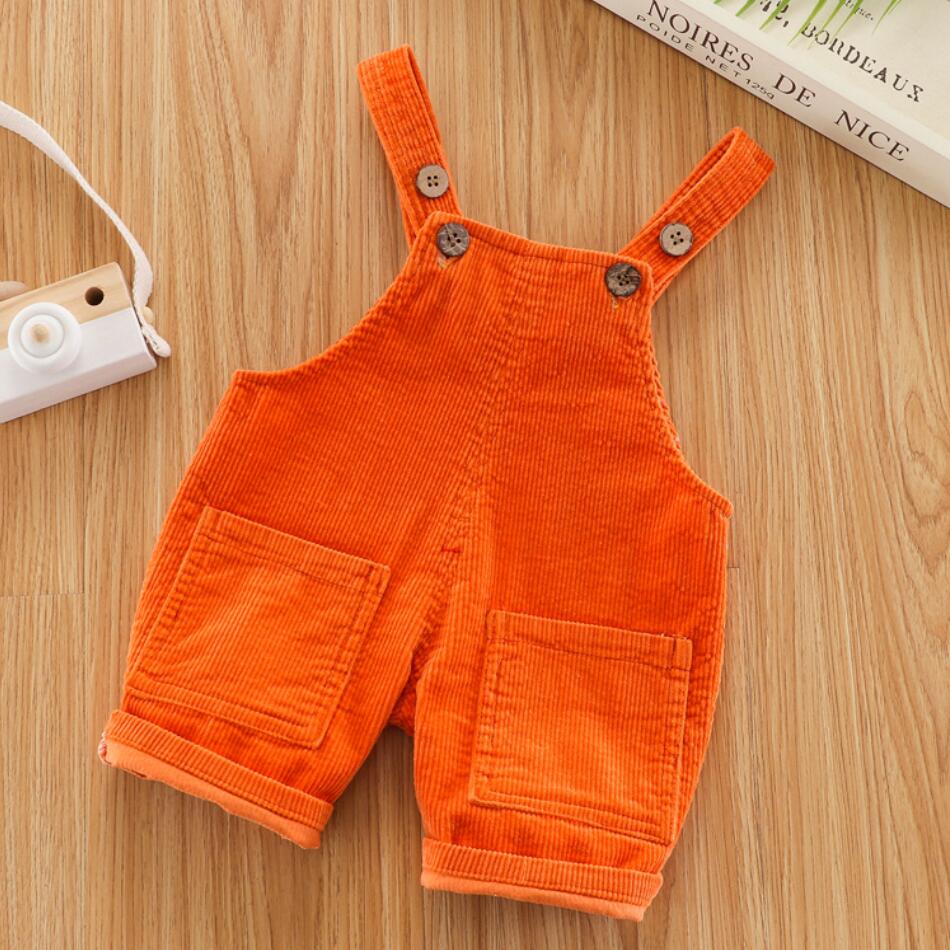 Calças de verão para crianças, macacão infantil, roupas de 1-4 anos, calças de veludo cotelê para crianças pequenas, macacões casuais: orange / 12 m