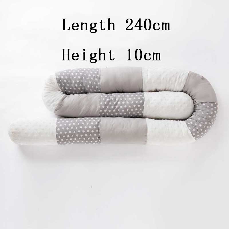 Long Pillow Children Bed Fence Baby Anticollision Pillows Bedside Soft Crib Bumper Children Newborn Cradle Bumpers: grey pinjie