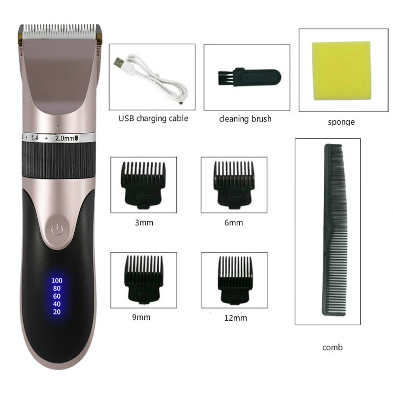 Professionele Tondeuse Mannen Kapper Baard Trimmer Oplaadbare Keramische Mes Haar Snijmachine Volwassen Kid Kapsel Low Noise