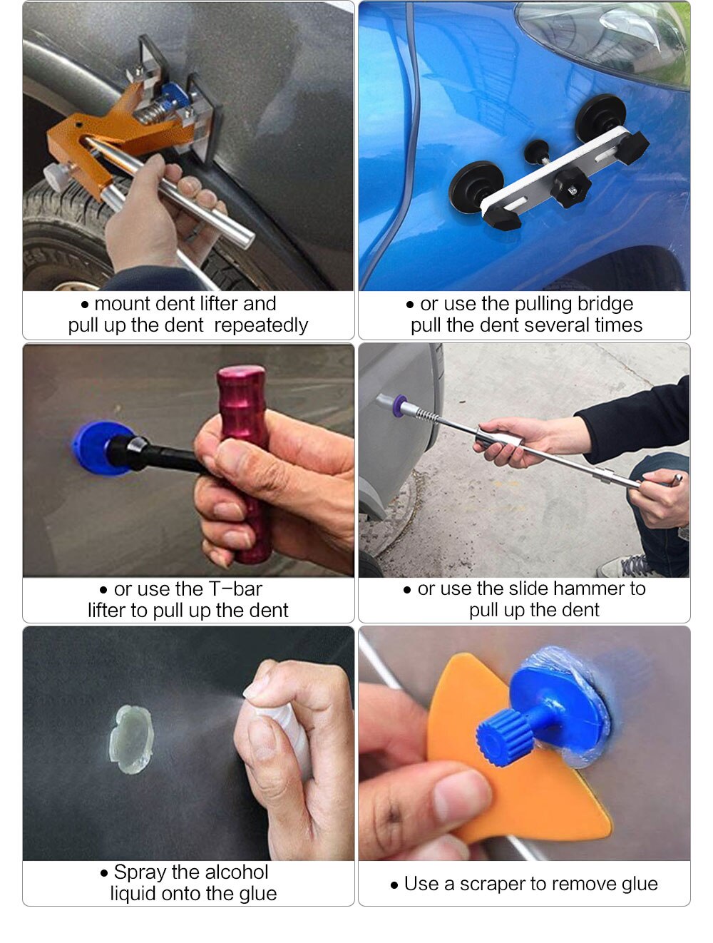 Hammare målarfria bockverktyg bultdragare kit handlyftare hammare med aluminium bultavdragare bilborttagning handverktygssatser avdragare