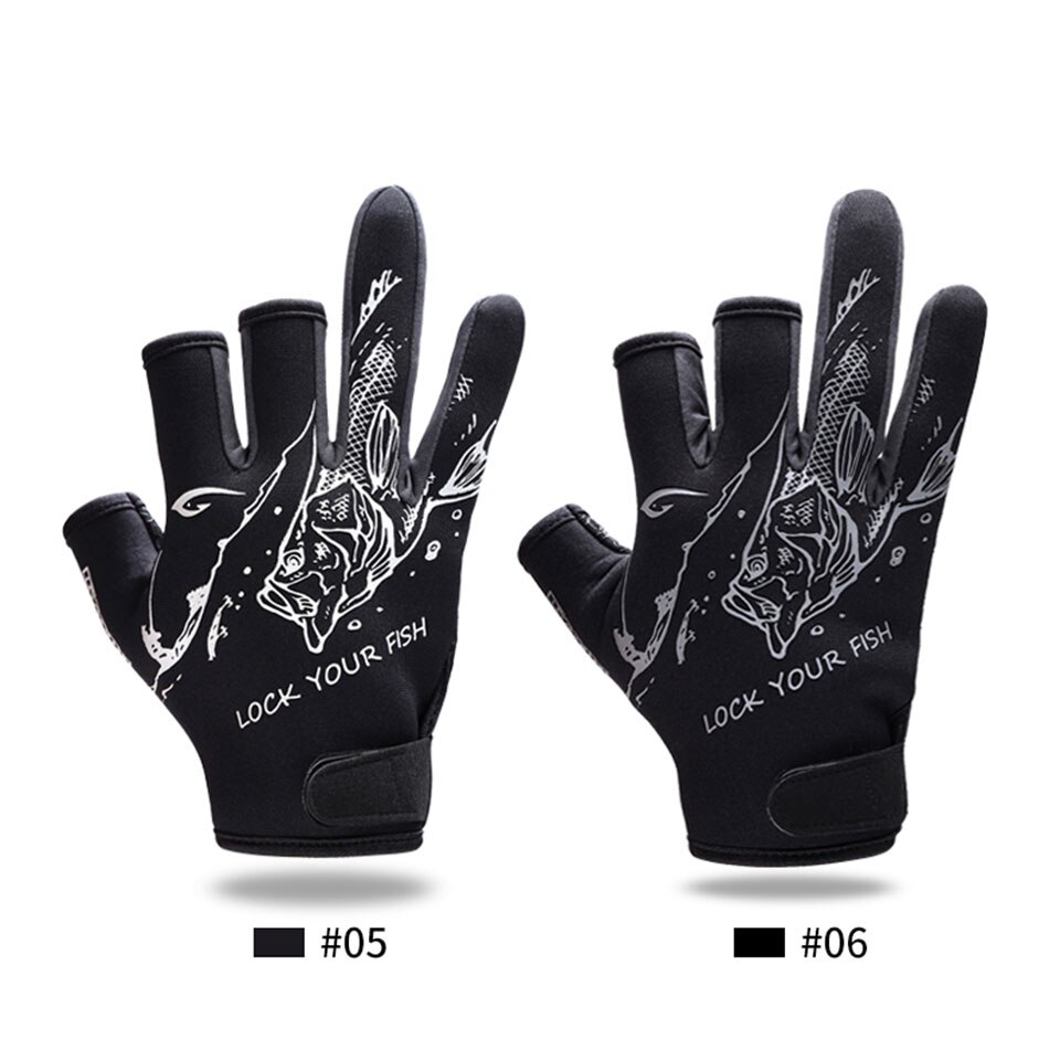 Fiskehandskar m/l/xl storlek skuren trefingerhandskar slitstarka fiskehandskar