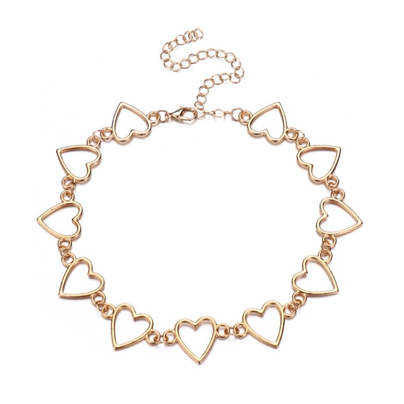 Hollow korean cute love heart choker necklace explanation girlfriend nice bicolor necklace jewelry collier femme 2022