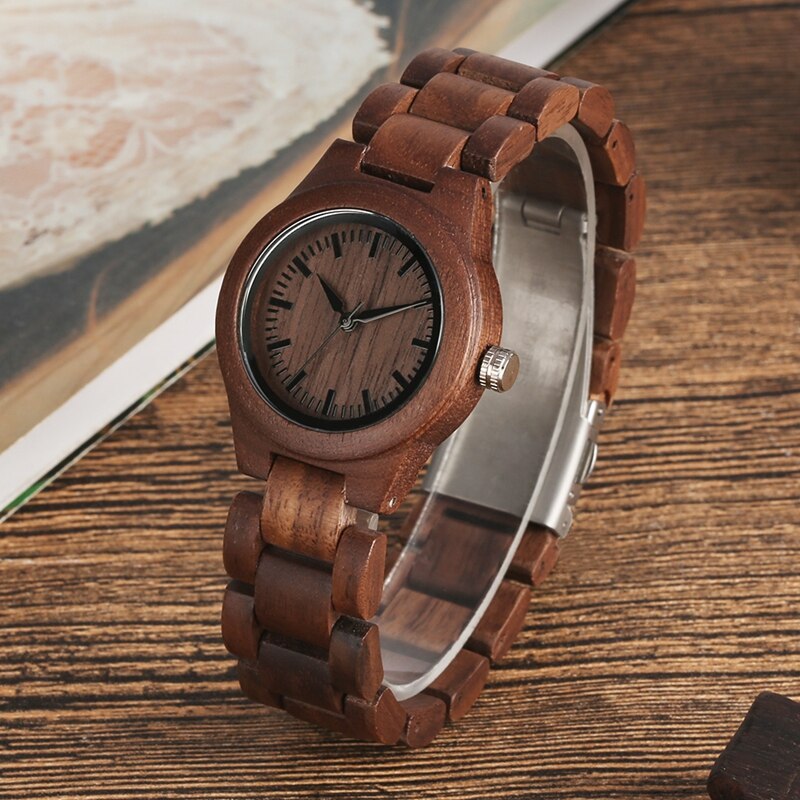 Einfache Reine Zifferblatt retro Nussbaum Holz Uhr Frauen Uhr Stunden Ganze Einstellbare Holz Handgelenk Damen Uhren für frau Montre Femme