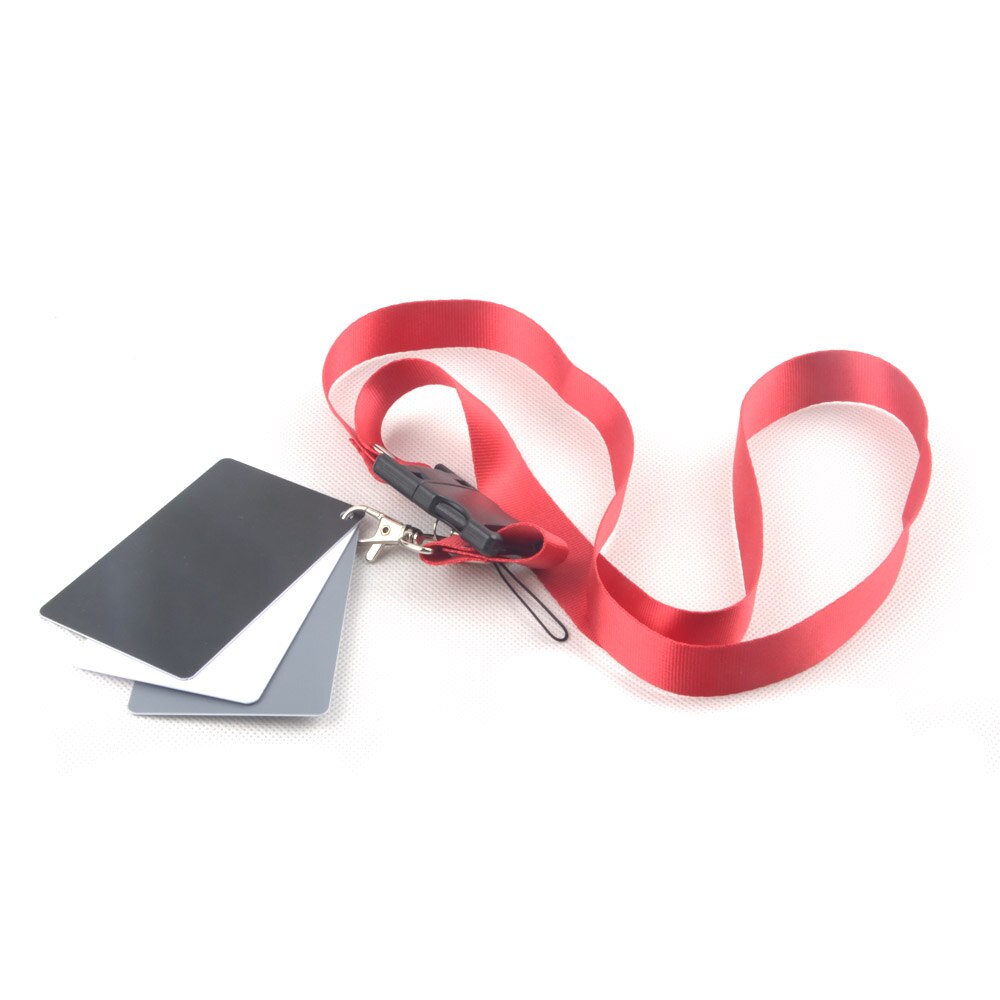 3 en 1 tarjetas digitales de bolsillo de tamaño blanco negro gris Tarjeta de Balance 18% gris con correa de cuello para accesorios de cámara de fotografía Digital