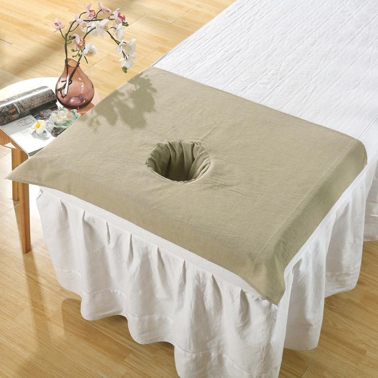 Comfortabele Puur Katoen Spa Half Massage Tafel Laken Ademend Cosmetische Schoonheidssalon Bed Gezicht Gat Handdoek 50x70cm: Khaki