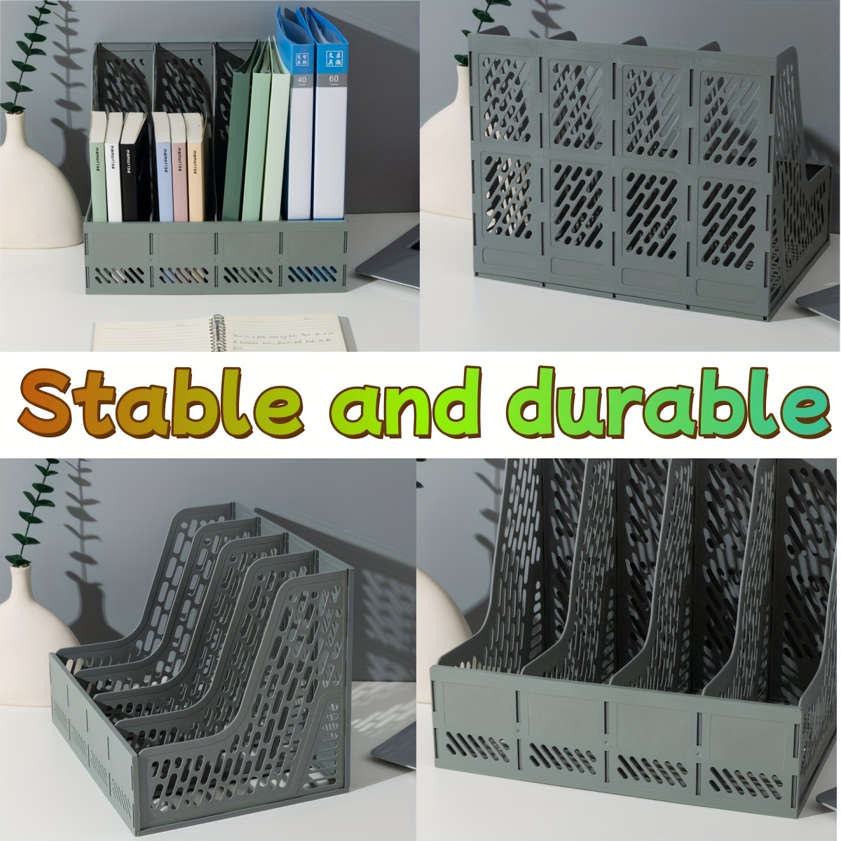 4 clasificadores de archivos de escritorio multicapa con material PP: organizador de documentos para material de oficina, estantería y soluciones de almacenamiento para estudiantes: Multicolor