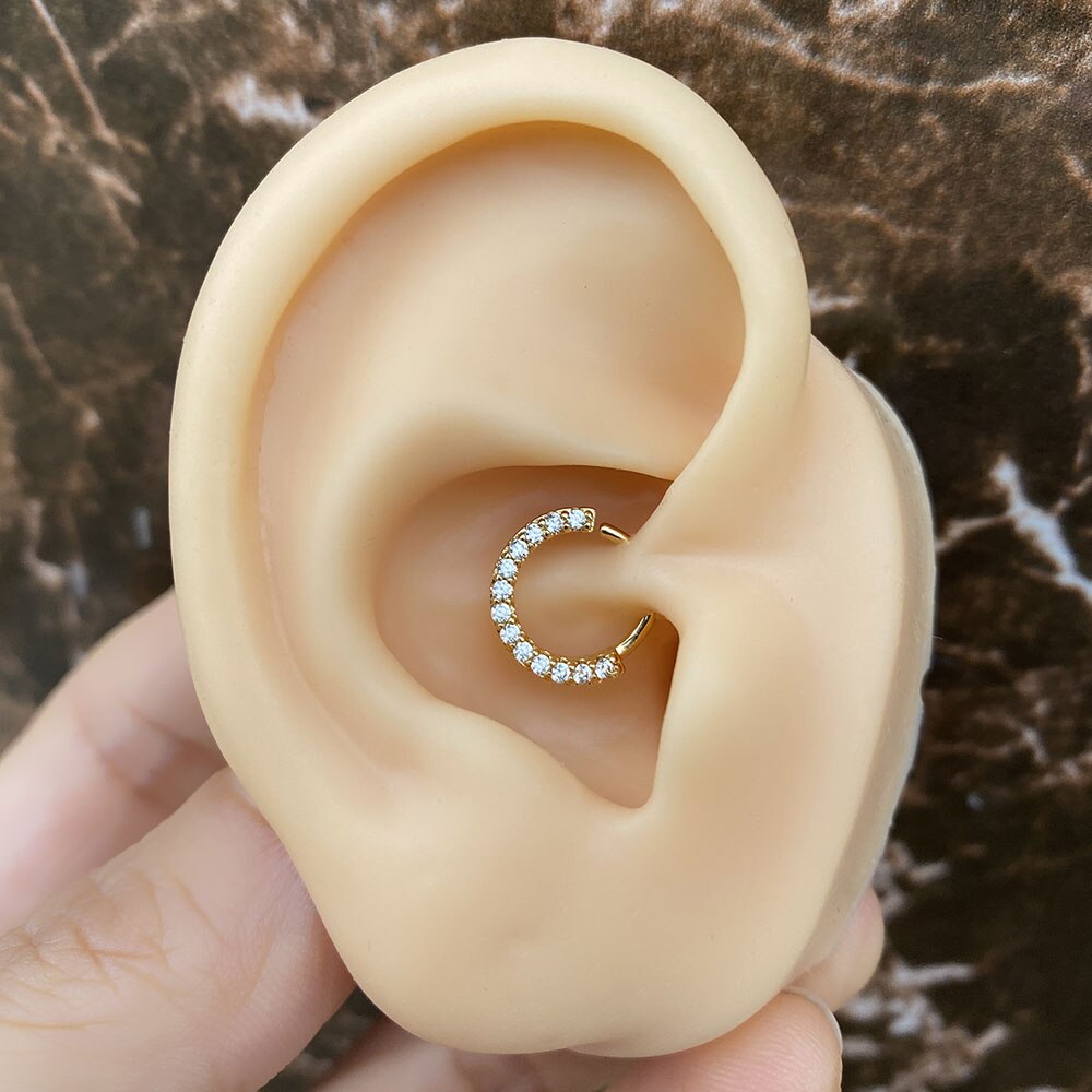 1Piece CZ Hoop Rook Nose Septum Ring Round Forward Daith Piercing Tragus Cartilage Helix Earring Body Jewelry