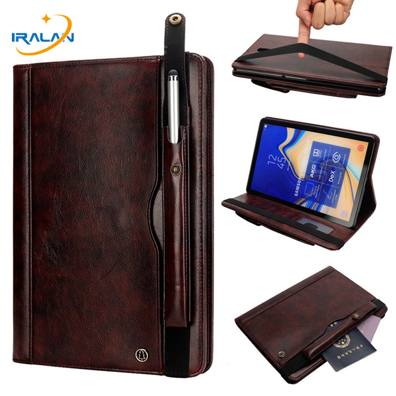 Étui pour samsung Galaxy Tab S4 10.5 SM-T830 T835 T837 en cuir PU avec tablette antichoc porte-crayons + Film + stylo