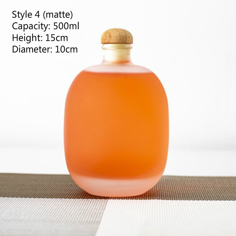 500ml Frosted Fruit Wine Bottle Green Plum Hip Flask Sake Rice Wine Yellow Wine Container with Cork Preservation Bottle Jug: 500ml  matte