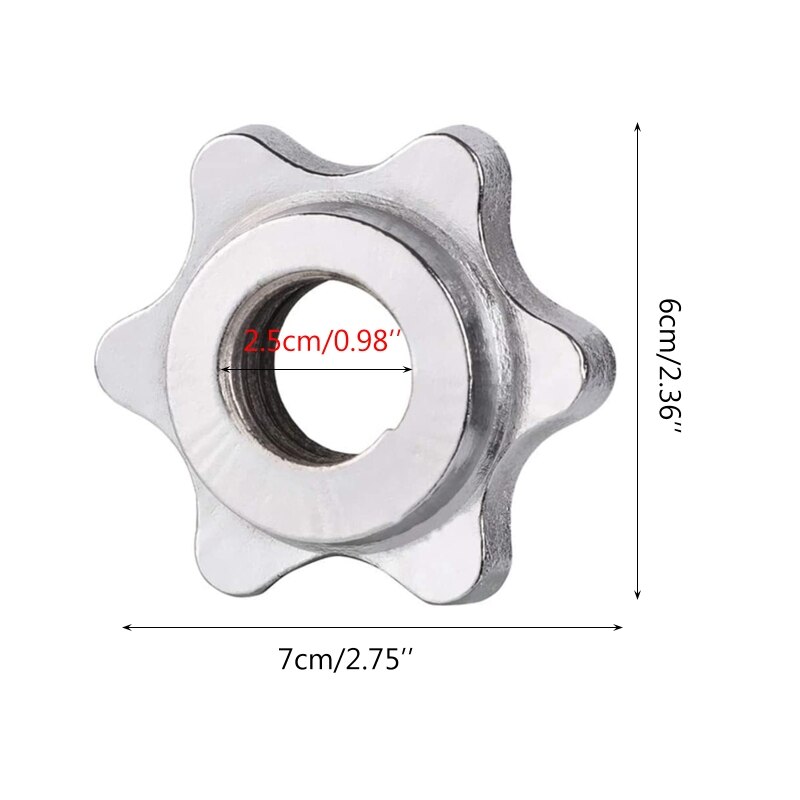 2Pcs Lifting Hexagon Nuts Nut Barbell Bar Clips Spin Lock Screw Dumbbell Spinlock Collars Hexagon Ring Nut For Fitness