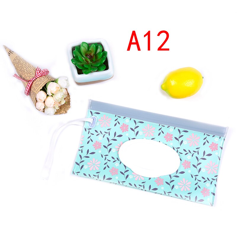 1PC Eco-Friendly Baby Wipes Box Cleaning Wipes Carrying Bag Clamshell Snap Strap Wipe Container Case Wet Wipe Box: A12