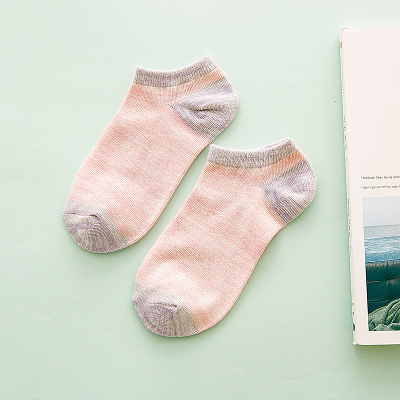 Meias curtas coreanas confortáveis, meias de algodão para mulheres e meninos, 1 par = 2 peças ws110, primavera e verão: ws110 pinkpurple gel