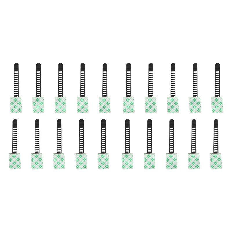 20Pcs Black Sticky Adjustable Wire Ties Cable Clips Clamp Plastic Self Adhesive Cable Ties Fix Holder Clips: Default Title