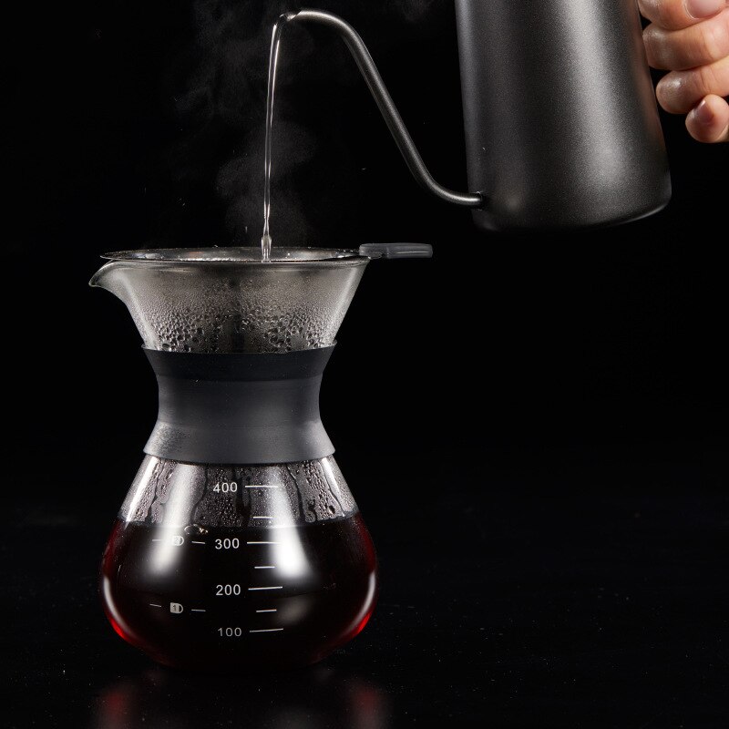 Glass Coffee Pot With Stainless Steel Filter Drip 200ml 400ml Coffee Pot Dripper Barista Pour Over Coffee Maker