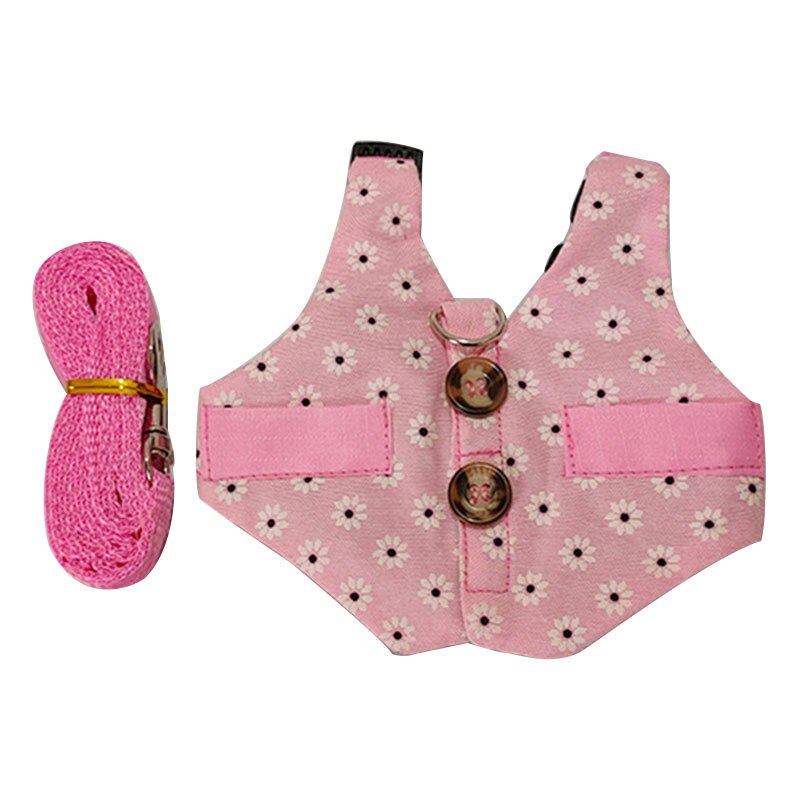 Rabbit Harness Pet Vest With Pulling Rope Small Rabbit Suit Rabbit Chest Strap Gentleman Vest Outdoor Walking Pet Harness: pink / S