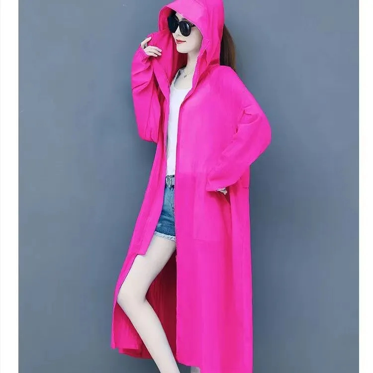 Kvinders sommer solbeskyttelsestøj koreansk hættetrøje åndbar solcreme damejakke uv tynd frakke dametøj 3xl: Xxxl / Blå