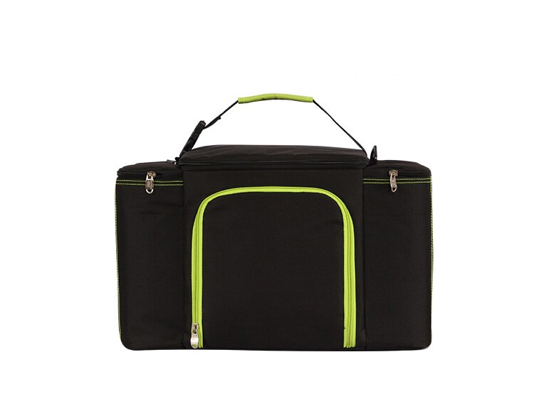 Vehicle Soft Cooler Bags Picnic Packs Three Insulated Compartment Waterproof Tote Insulated Picnic Bags Camping Soft Food bags: black
