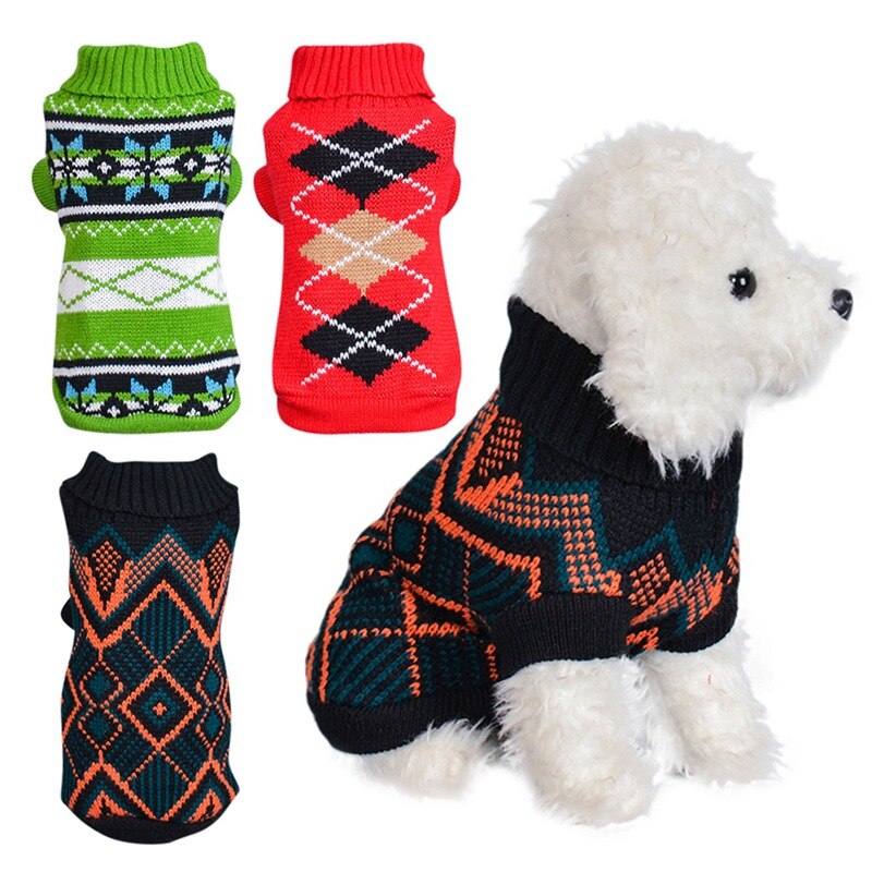 Huisdier Gebreide Trui Hond Herfst En Winter Warm Kostuum Plaid Hond Verdikking Trui Puppy Trui Jumper Kleding Kleding