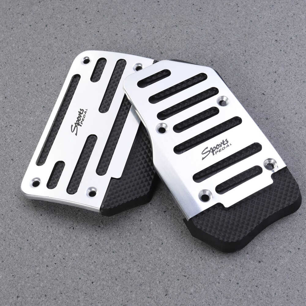 2pcs Brake Treadle Non-slip Foot Treadle Accelerator Brake Pedal Automatic Car Treadle for Vehicle: Silver