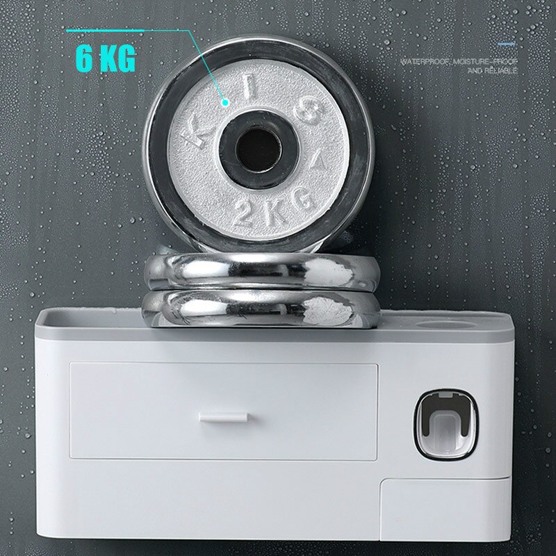 punch-free toothbrush holder automatic toothpaste dispenser and cup wall-mounted washing and storage rack bathroom set