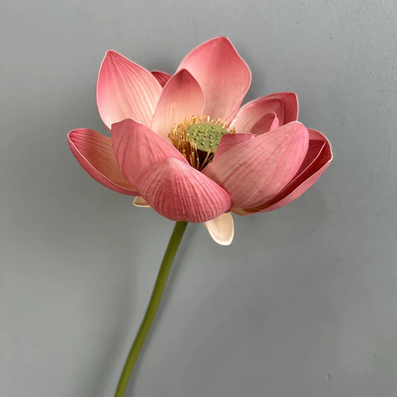 Artificial Flower EVA Lotus with Pole Lotuses Leaves Home Living Room Pastoral Style Decoration Simulation Pink White Flowers: Light Pink