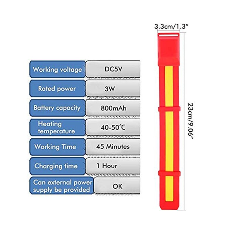 Pedometers Heating Wristband Self-heating Wristband, Self-heating Wrist Pads Belt Portable Hand Warmer Smart USB Charging Cable