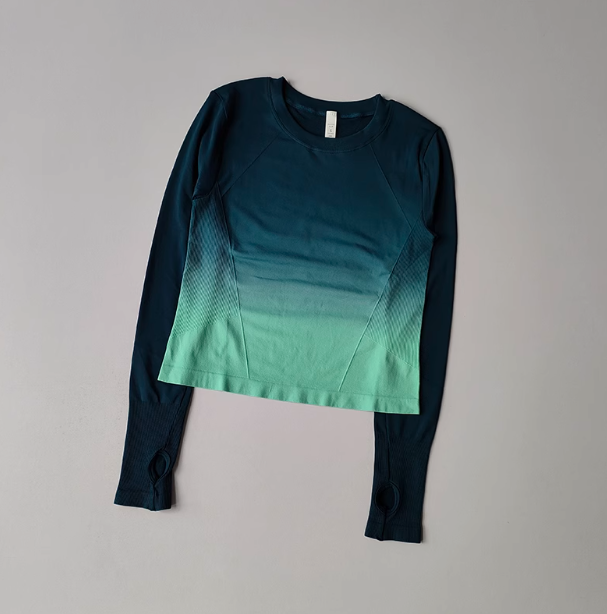 Allmähliches Schlankheits-Sport-T-Shirt, Fitness-Anzug für Damen, eng anliegend, schnell trocknend, oben, Yoga-Anzug, Ausbildung, schmale Passform, lange Ärmel: S / Gold