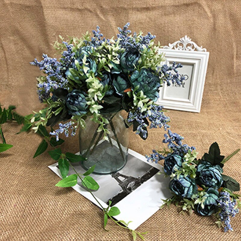 1Pc Kunstmatige Pioen Bloemen 32Cm Bloemen Boeket Decoratieve Nep Planten Voor Diy Wedding Festival Party Decoratie: H-1pc