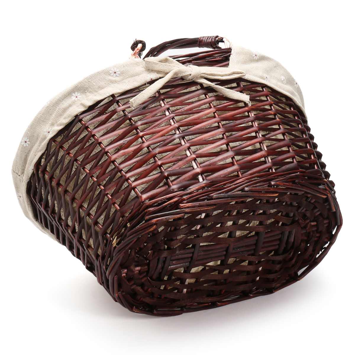 Praktische handgemaakte rieten mand rieten kampeerpicknickmand boodschappenmand opbergmand en handvat houten gekleurde rieten picknickmand