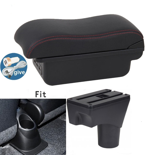 Für Nissan März Micra K13 MK4 IV Armlehne Kasten Center konsole Arm Rest: B-Schwarz rot Linie