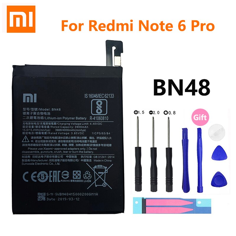 XiaoMi Batteria Del Telefono Redmi Hongmi Nota 3 3S 4 4A 4X 5 5A 5X 6 6 7 7A Andare pro Plus A2 Lite BN41 BN31 BM47 Batterie di Ricambio: BN48Redmi Note6 Pro