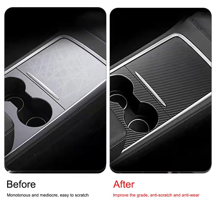 2PCS Car Central Control Panel Sticker Wood Center Console Model3/Y Interior Film Wood Grain For Tesla Model 3 Model Y