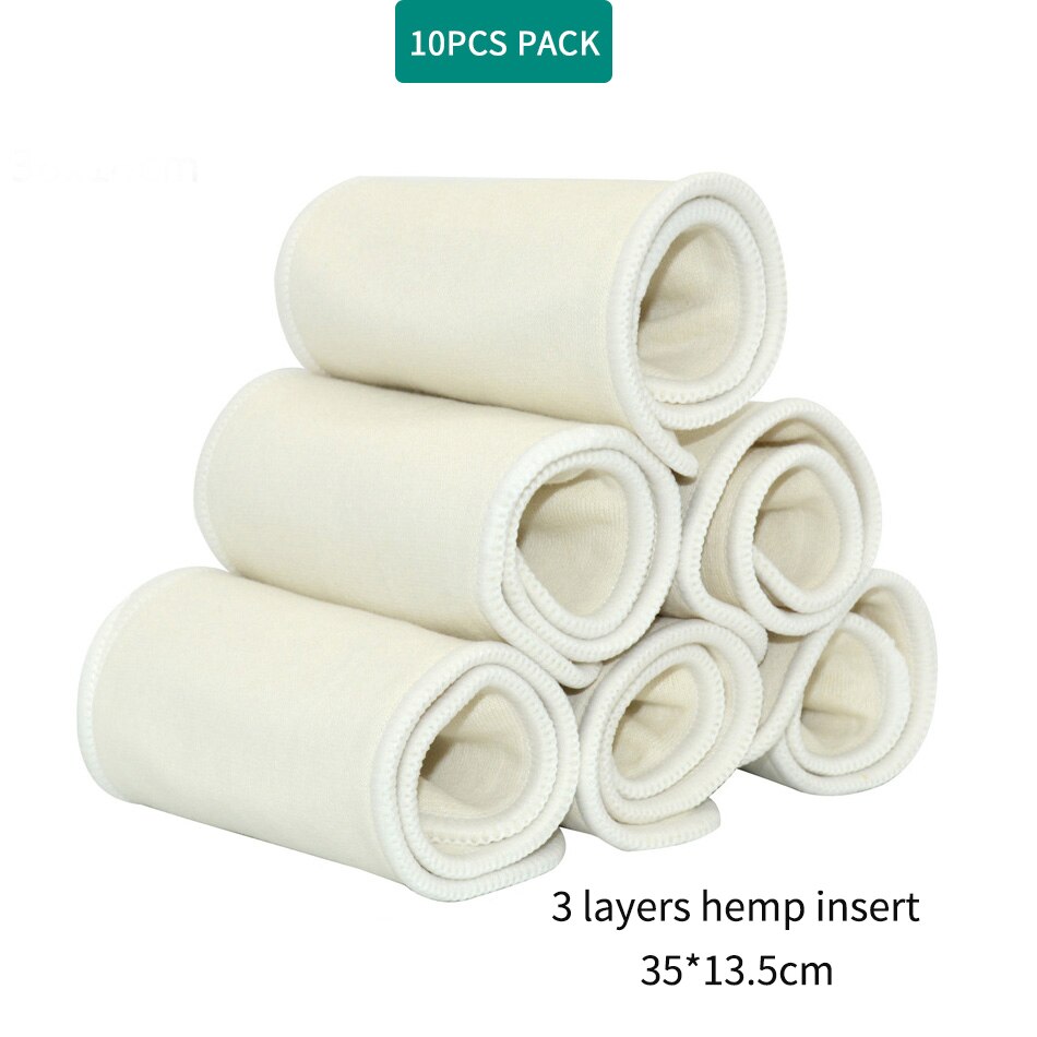 WizInfant 5 /10pcs 3 couches En Coton Chanvre Insert de Couche, Couche tampon, Booster pour Onesize Couche-Culotte Couche-Culotte 36x14cm: 10PCS PACK