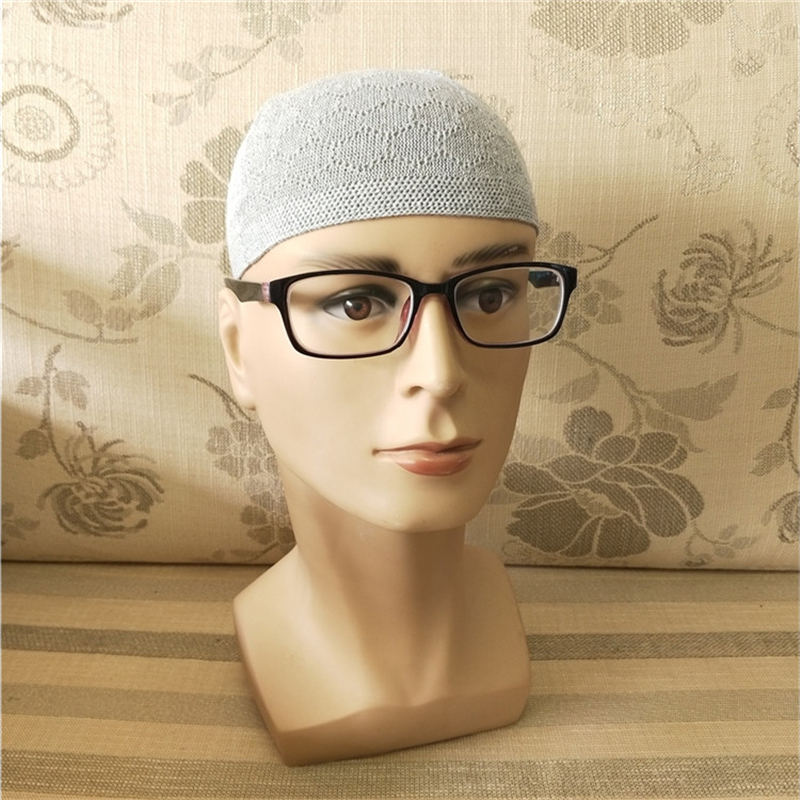 Gorro gorro turco musulmán hombres mujeres islámico Kufi Taqiya Takke Peci calavera gorra oración Arabia Saudita negro blanco gris tejido: Plata