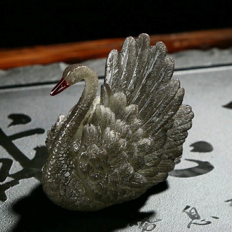 Farve-skiftende harpiks sort svan te pet bakke ornamenter bord dekoration forsyninger nice håndværk hjem dekoration te tilbehør