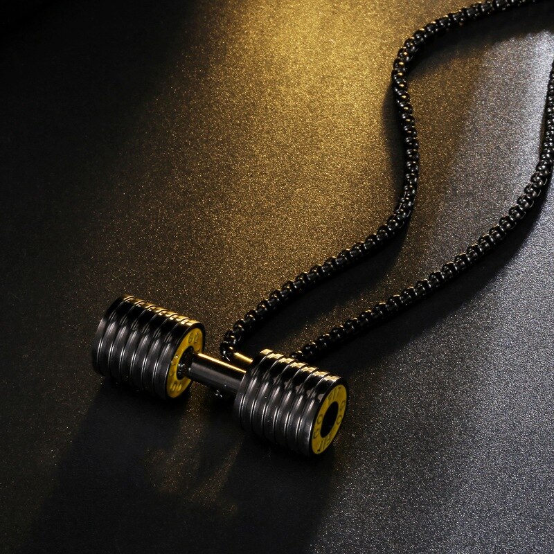Pendentif haltère collier Fitness musculation collier haltère bijoux Fitness acier inoxydable