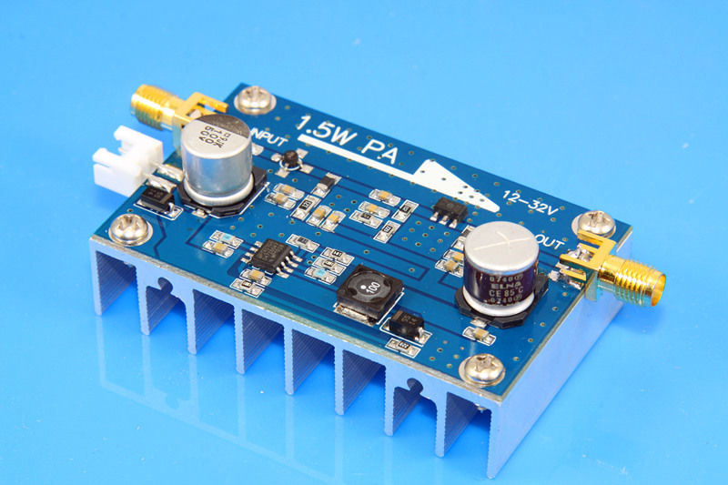 10MHz-500MHZ 1.5W HF FM VHF UHF RF Power Amplifier for ham radio with Heatsink