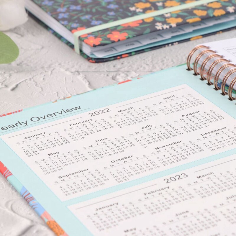 Engels Schema Notepad Daily Planner A5 Spoel Notebook (Tropische Bloem)