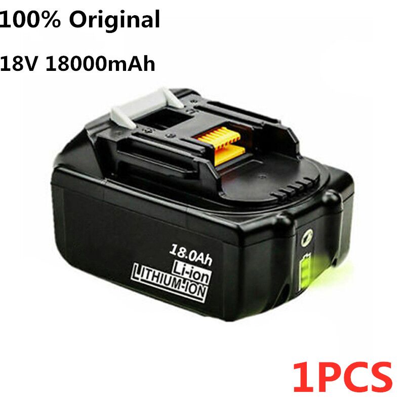 Original 18V 18Ah Rechargeable Battery Li-Ion Battery Replacement Power Tool Battery for MAKITA BL1880 BL1860 BL1830+3A Charger: Gold