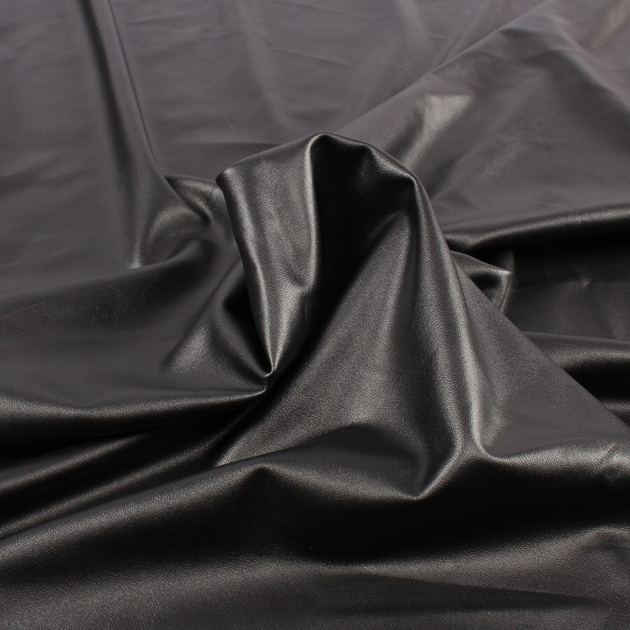 Zwart 4 Way Stretch Kunstleer Pu Stof 140X50Cm-Verkocht Door De Halve Meter