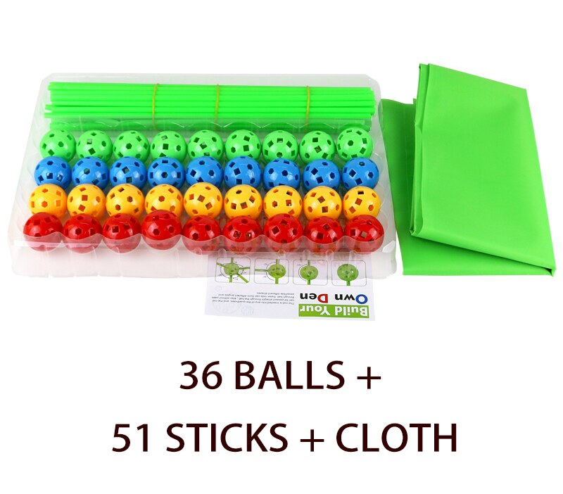 Construcción de casa de juegos en 3D, construcción de edificios, castillos, túnel, carpas, cultivo de maginación, juguetes para montar, su propio Chico,: 36ball 51stick cloth