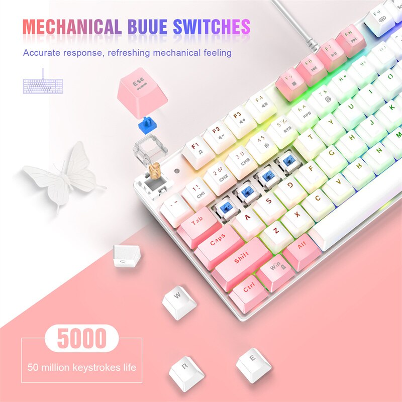 ONIKUMA G26 wired real mechanical keyboard mouse set 89-key Blue Switch hybrid backlit USB interface game office dedicated