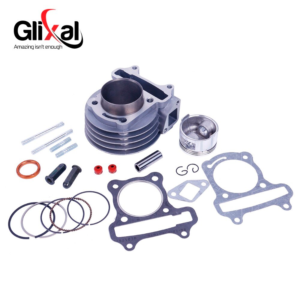 Glixal  gy6 100cc 50mm scooter motor stor boring cylinder genopbygningssæt topstykke assy 4- takt 139 qmb 139 qma knallert  (64mm ventil)